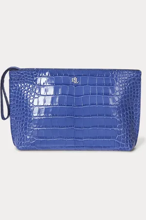 Ralph Lauren Grote leren buideltas met krokodilreli??f