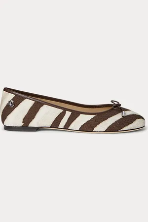 Ralph Lauren Jayna canvas ballerina met zebraprint