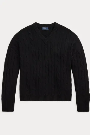 Ralph Lauren Kabelgebreide kasjmier trui met V-hals