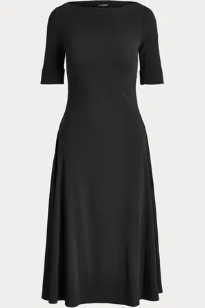 Ralph Lauren Ribgebreide stretchkatoenen midi-jurk