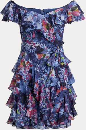 Ralph Lauren Off-shoulder cocktailjurk met print