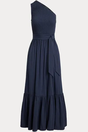 Ralph Lauren Slub jersey jurk met een blote schouder