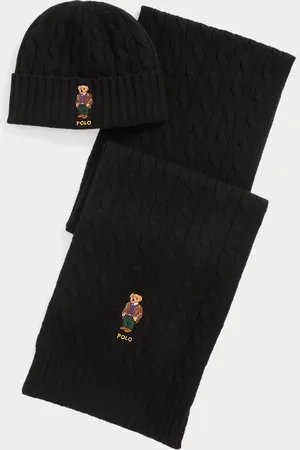 Ralph Lauren Wol-kasjmier muts en sjaal met Polo Bear