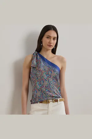 Ralph Lauren Keperstof one-shoulder paisley blouse
