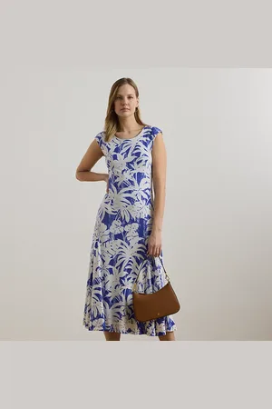 Ralph Lauren Stretch jersey jurk met palmbladprint
