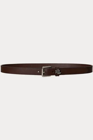 Ralph Lauren Smalle leren riem met logo op de houder