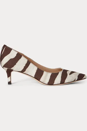 Ralph Lauren Adrienne canvas pump met zebraprint