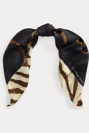 Ralph Lauren Vierkante zijden sjaal met riemenprint