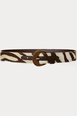 Ralph Lauren Brede riem met houten gesp en zebraprint