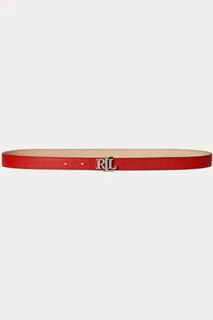 Ralph Lauren Omkeerbare smalle leren riem met logo