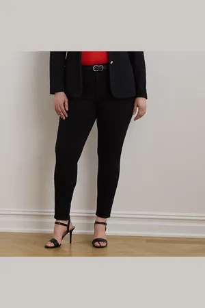 Ralph Lauren Plus Size - Enkellange skinny jeans met hoge taille