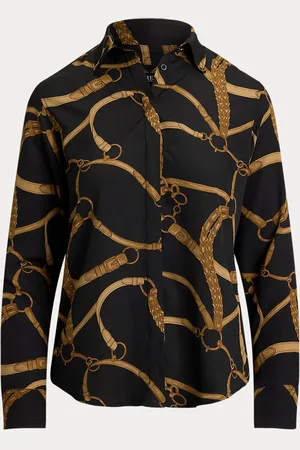 Ralph Lauren Petite - Classic fit crêpe overhemd met riemprint