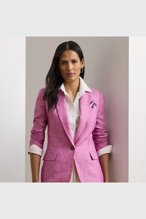 Ralph Lauren Linnen blazer met visgraatmotief