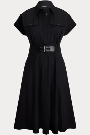 Ralph Lauren Plus Size - Overhemdjurk van katoenmix met gespen