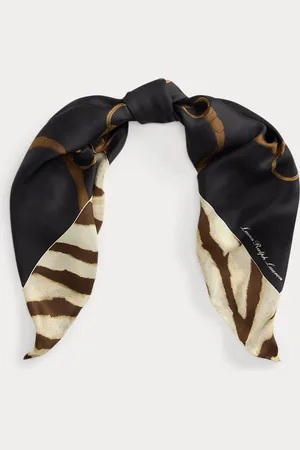 Ralph Lauren Vierkante zijden sjaal met riemenprint