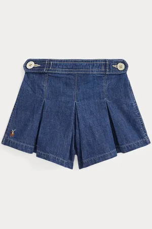 Ralph Lauren Geplooide indigo denim short