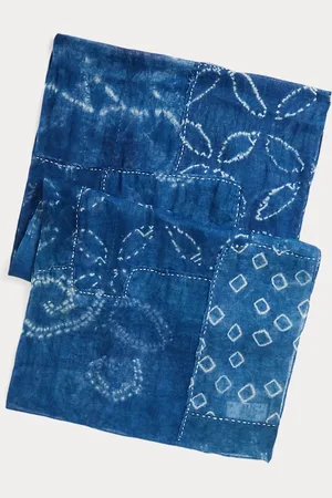 Ralph Lauren Indigo linnen patchwork sjaal