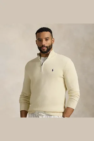 Ralph Lauren Grotere Maten - Katoenen trui met kwartrits