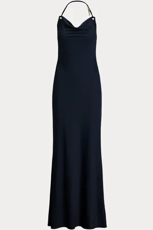 Ralph Lauren Jersey halterjurk met watervalhals