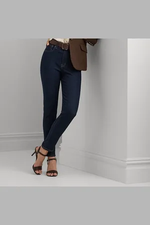 Ralph Lauren Petite - Enkellange skinny jeans met hoge taille