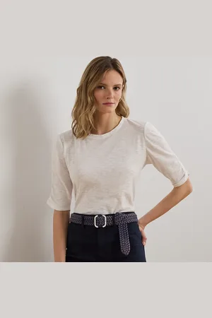 Ralph Lauren Slub katoenen T-shirt met halflange mouw