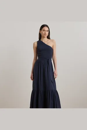 Ralph Lauren Slub jersey jurk met een blote schouder