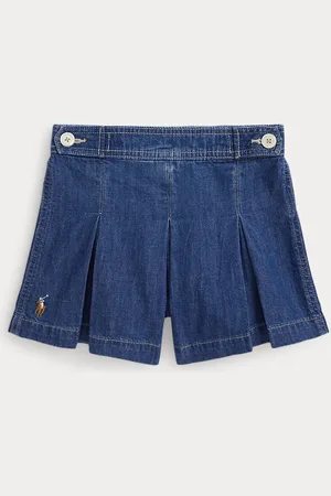 Ralph Lauren Geplooide indigo denim short