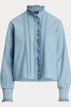 Ralph Lauren Chambray top met ruches