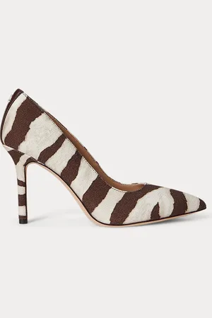 Ralph Lauren Lindella II canvas pump met zebraprint