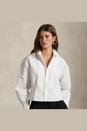 Ralph Lauren Cropped katoenen poplin smokingoverhemd