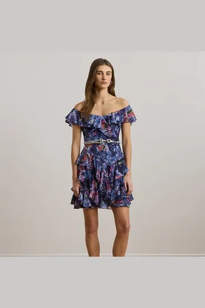 Ralph Lauren Off-shoulder cocktailjurk met print