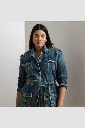 Ralph Lauren Plus Size - Denim veldjas met riem
