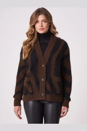 REPEAT cashmere Oversized gebreide intarsia V-hals trui