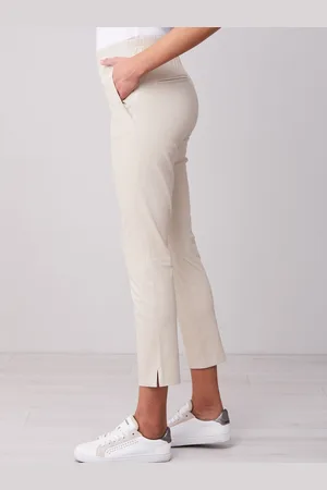 REPEAT cashmere Pantalon met split van lamsleer met stretch