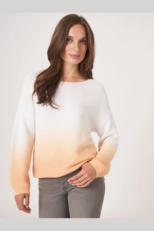 REPEAT cashmere Gebreide katoenen trui met dip dye print