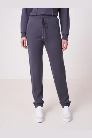 REPEAT cashmere Rechte gebreide broek van katoenmix