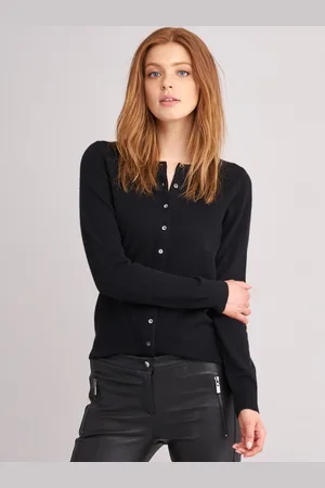 REPEAT cashmere Basic cashmere cardigan met ronde hals