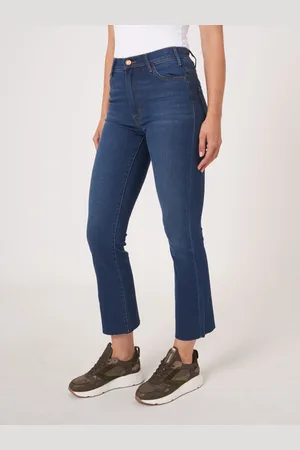 REPEAT cashmere Bootcut jeans broek met gerafelde zoom
