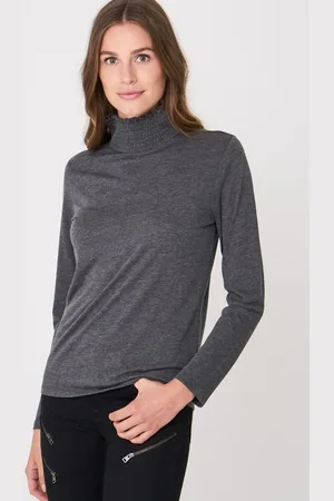 REPEAT cashmere Shirt met lange mouwen en kraag met smokwerk