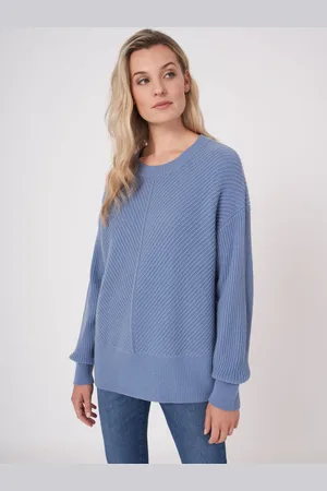REPEAT cashmere Oversized gebreide trui met diagonale rib