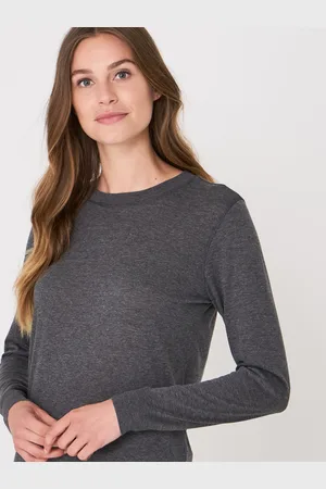 REPEAT cashmere Top met lange mouwen en ronde hals