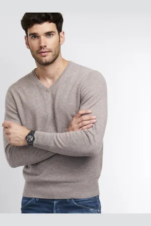 REPEAT cashmere Basic heren-trui met V-hals