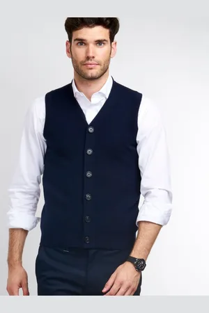 REPEAT cashmere Mouwloos heren-vest met knopen