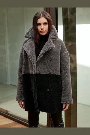 REPEAT cashmere Halflange omkeerbare vegan wollen Teddy jas