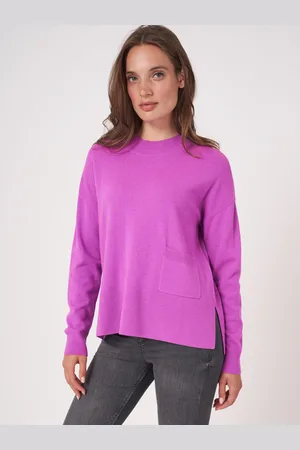 REPEAT cashmere Fijn gebreide trui met voorzak