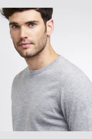 REPEAT cashmere Basic heren-trui met ronde hals