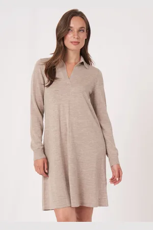 REPEAT cashmere Merinowollen jurk met polokraag