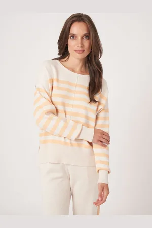 REPEAT cashmere Gebreide trui van katoenmix met strepen