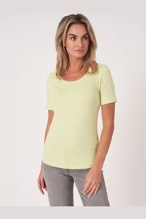 REPEAT cashmere Dames T-shirt met opgerolde mouwen