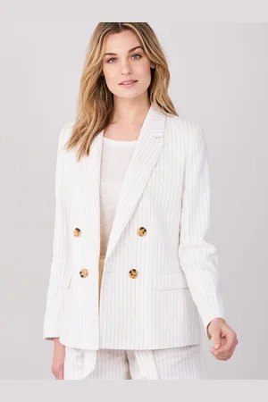 REPEAT cashmere Gestreepte blazer van hoogwaardige Italiaanse linnen-mix